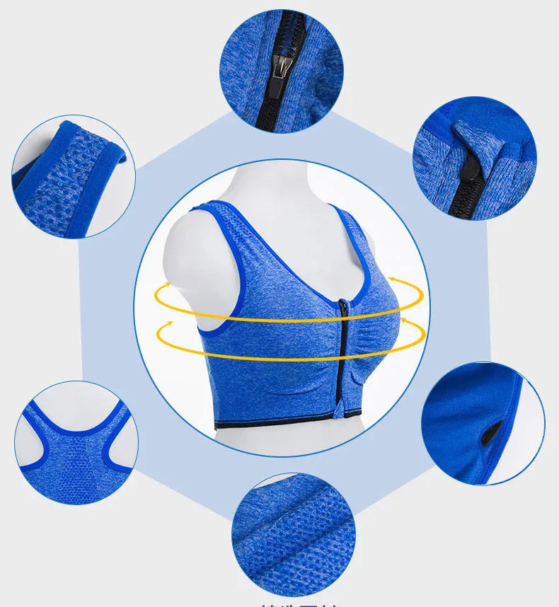 Brassière sport respirante avec zip avant pour yoga & running | Drainlyshop