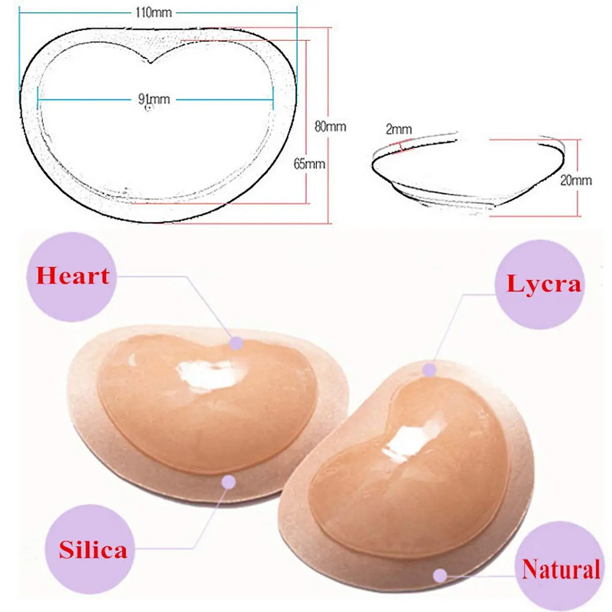 Coussinets push-up silicone épais rehausseur poitrine amovibles | Drainlyshop