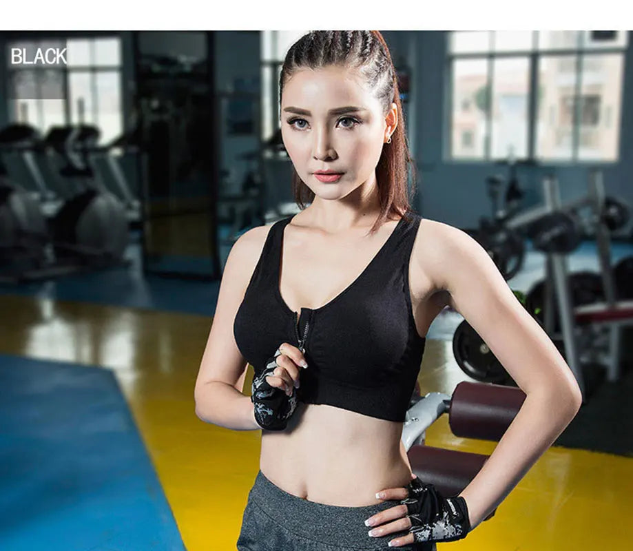 Brassière sport respirante avec zip avant pour yoga & running | Drainlyshop