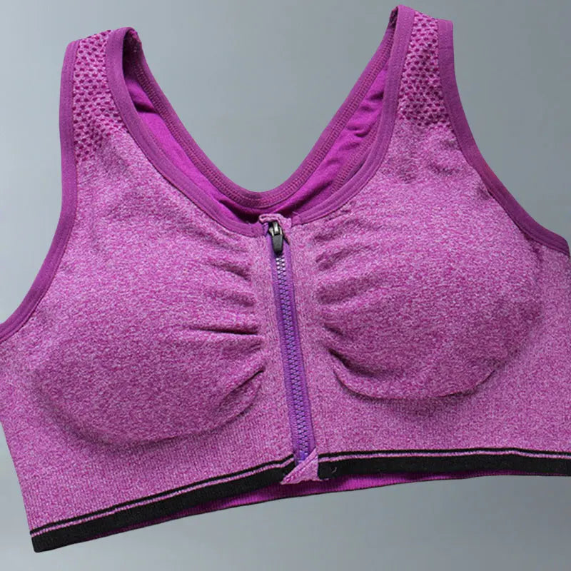 Brassière sport respirante avec zip avant pour yoga & running | Drainlyshop